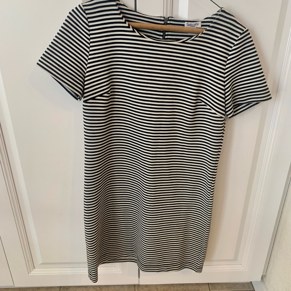 Splendid black and white striped shift dress